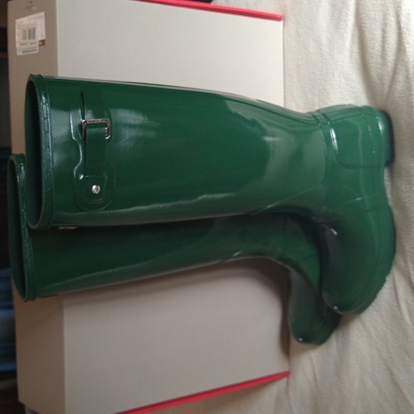 HUNTER ORIGINAL TALL GLOSS RAIN BOOTS Size 8 - Picture 13 of 15